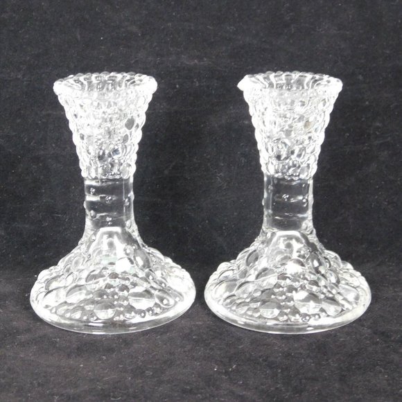 PartyLite Tiny Bubbles Taper Pair 4" Clear Candle Holders P7718 New in Box - Picture 1 of 12